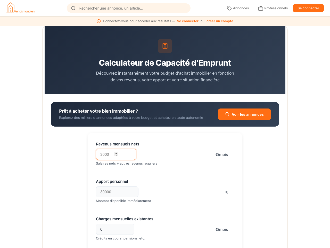 Aperçu Capacité d'Emprunt