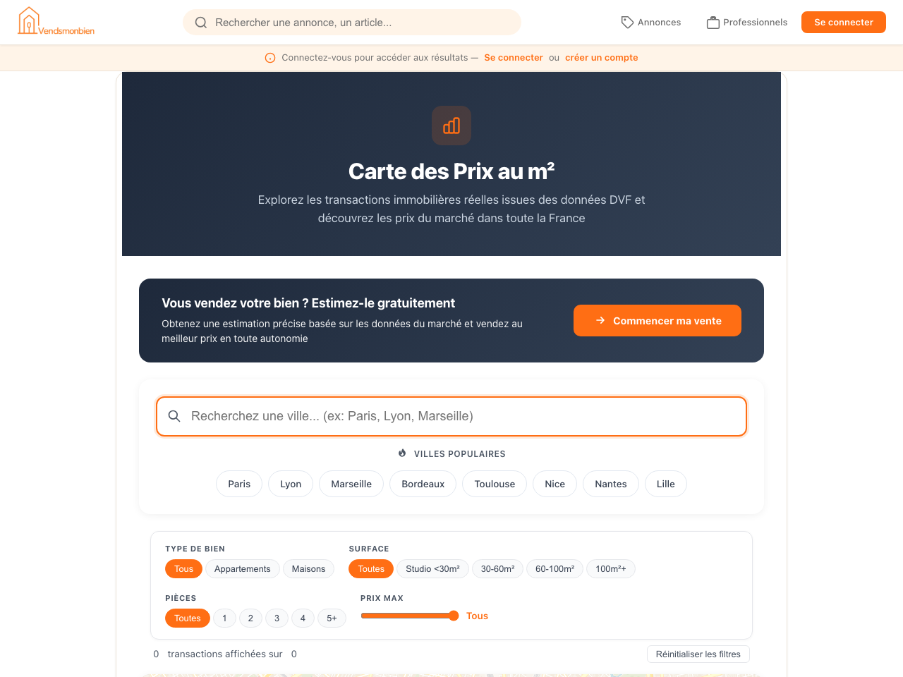 Aperçu Carte des Prix au m²